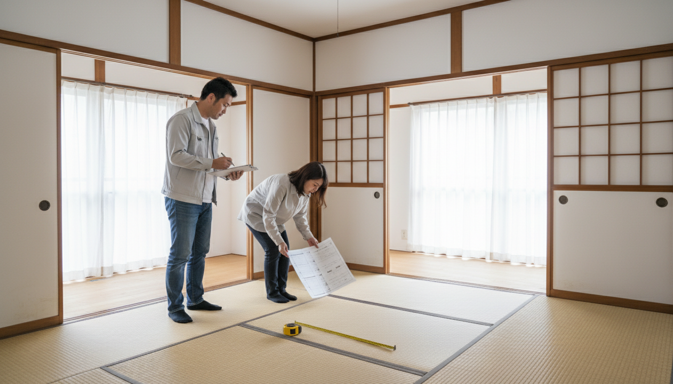Inspecting empty apartment room