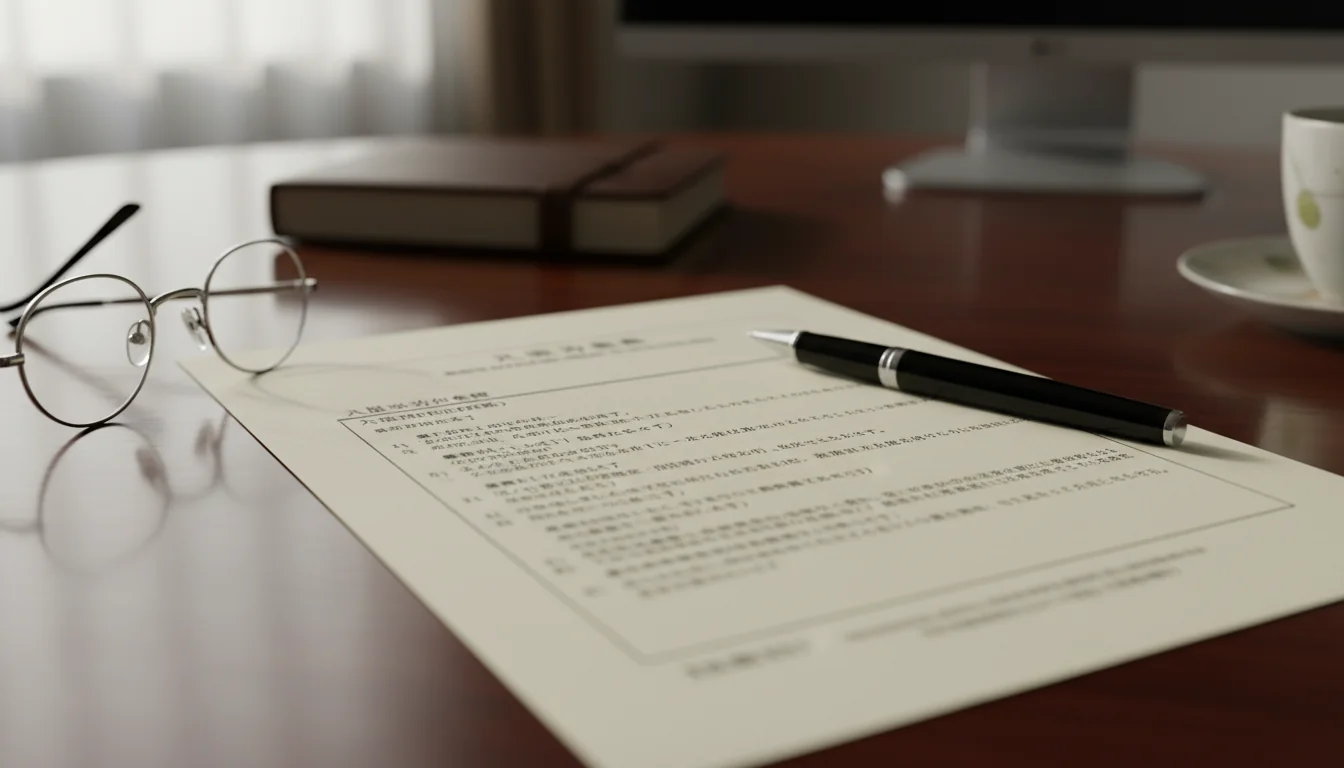 Japanese rental contract document close-up