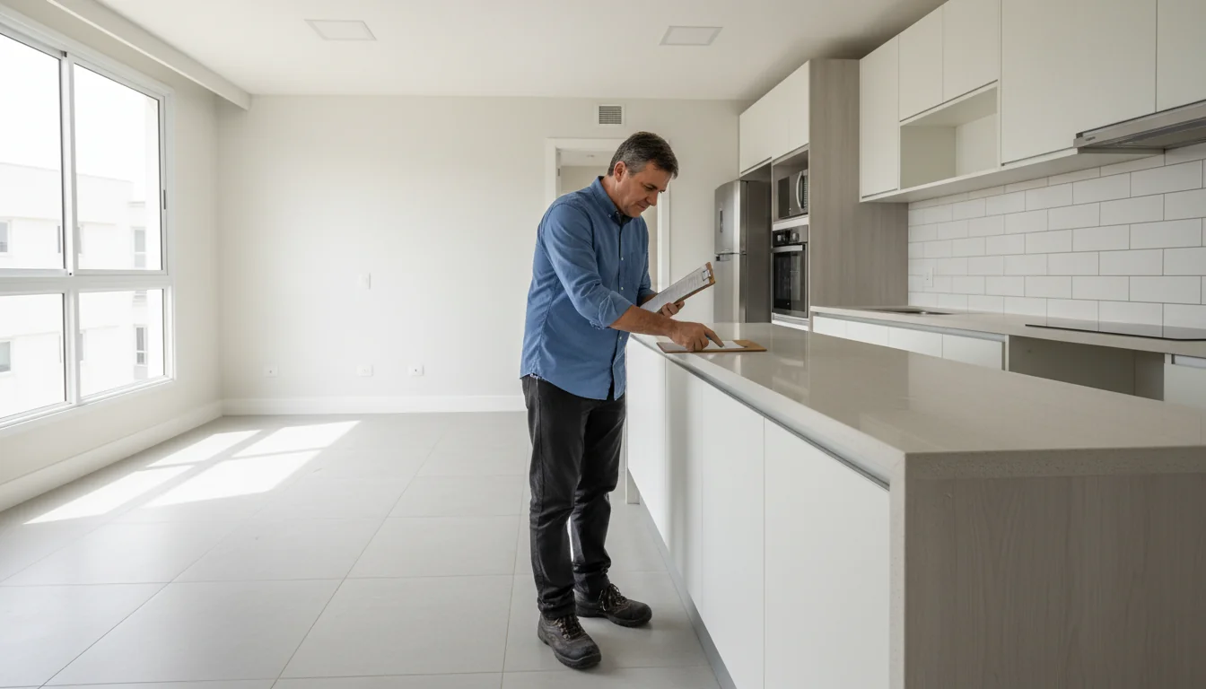 Inspector examining leased home interior