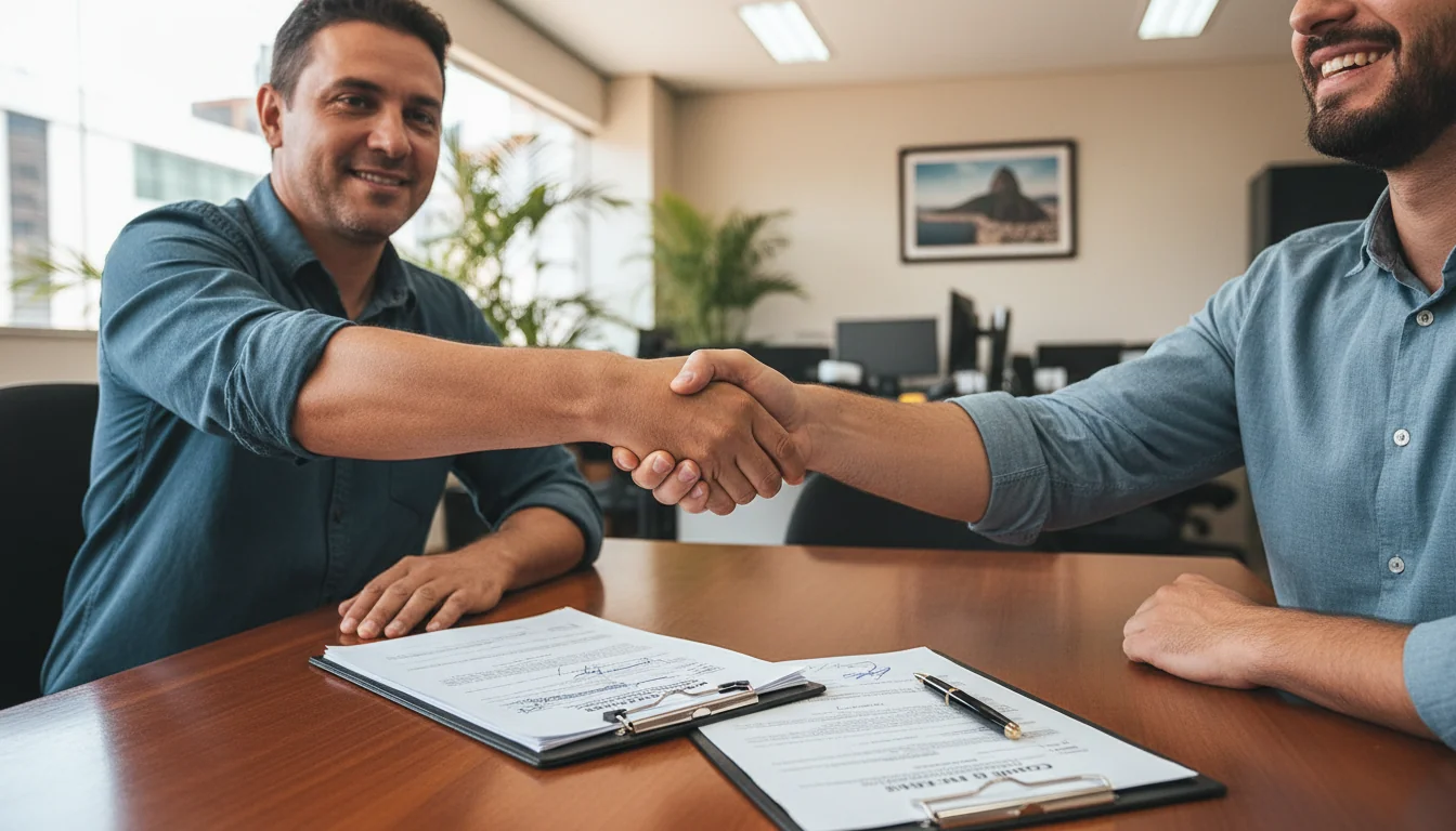 Signing rental property lease agreement