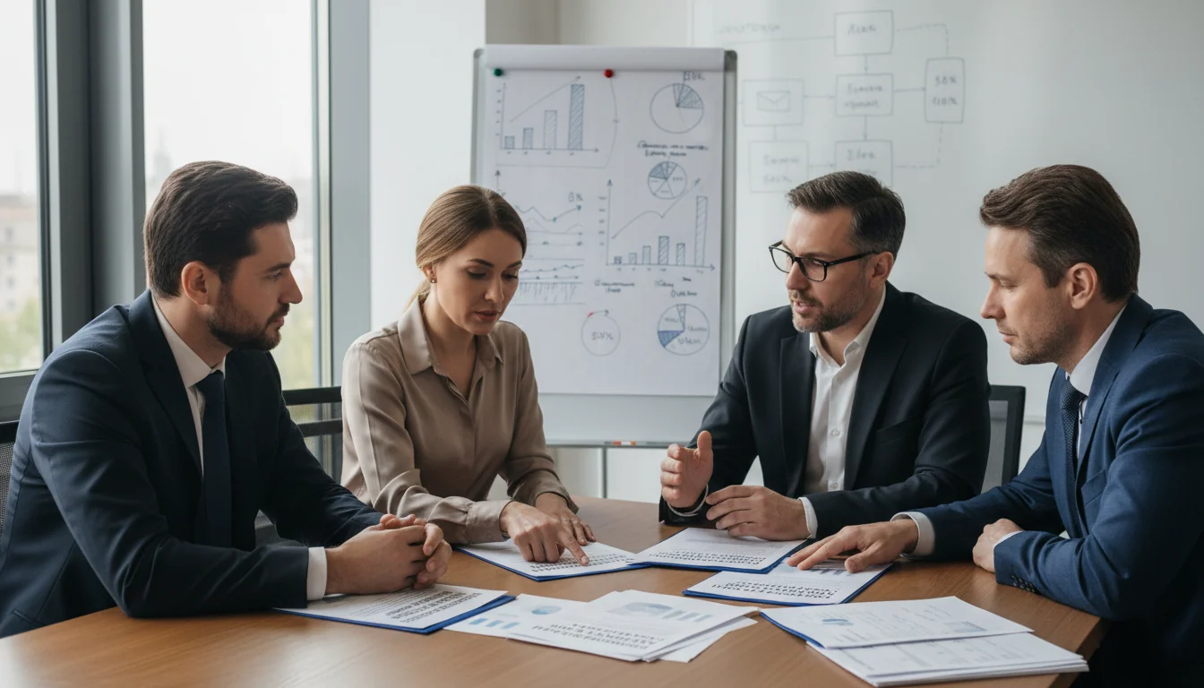 Team reviewing Russian ethics guidelines.