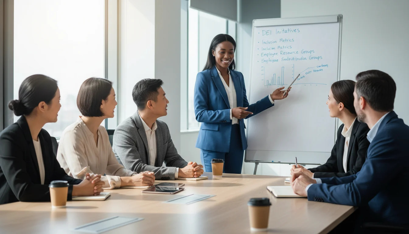 Diverse professionals in inclusive meeting