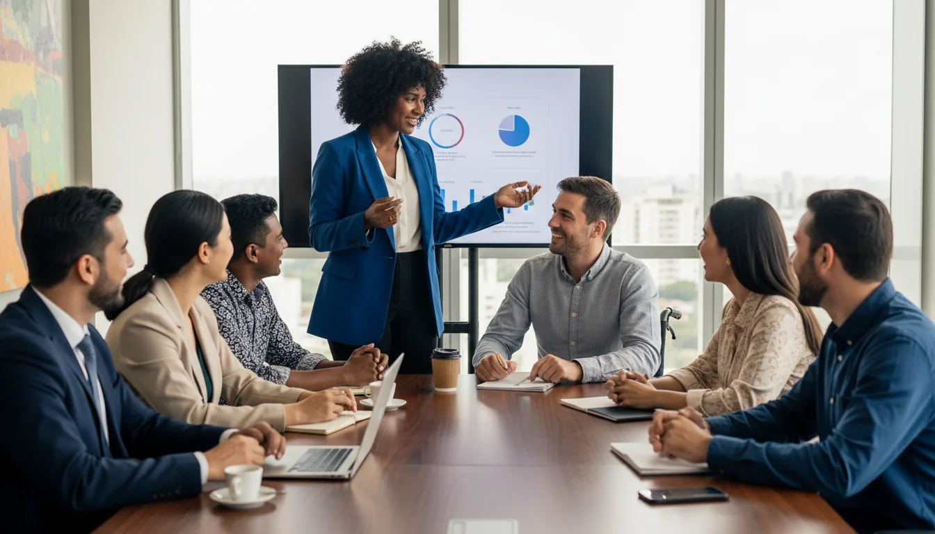 Inclusive team meeting with equitable representation
