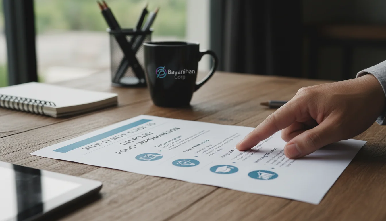 Steps of DEI policy implementation flowchart