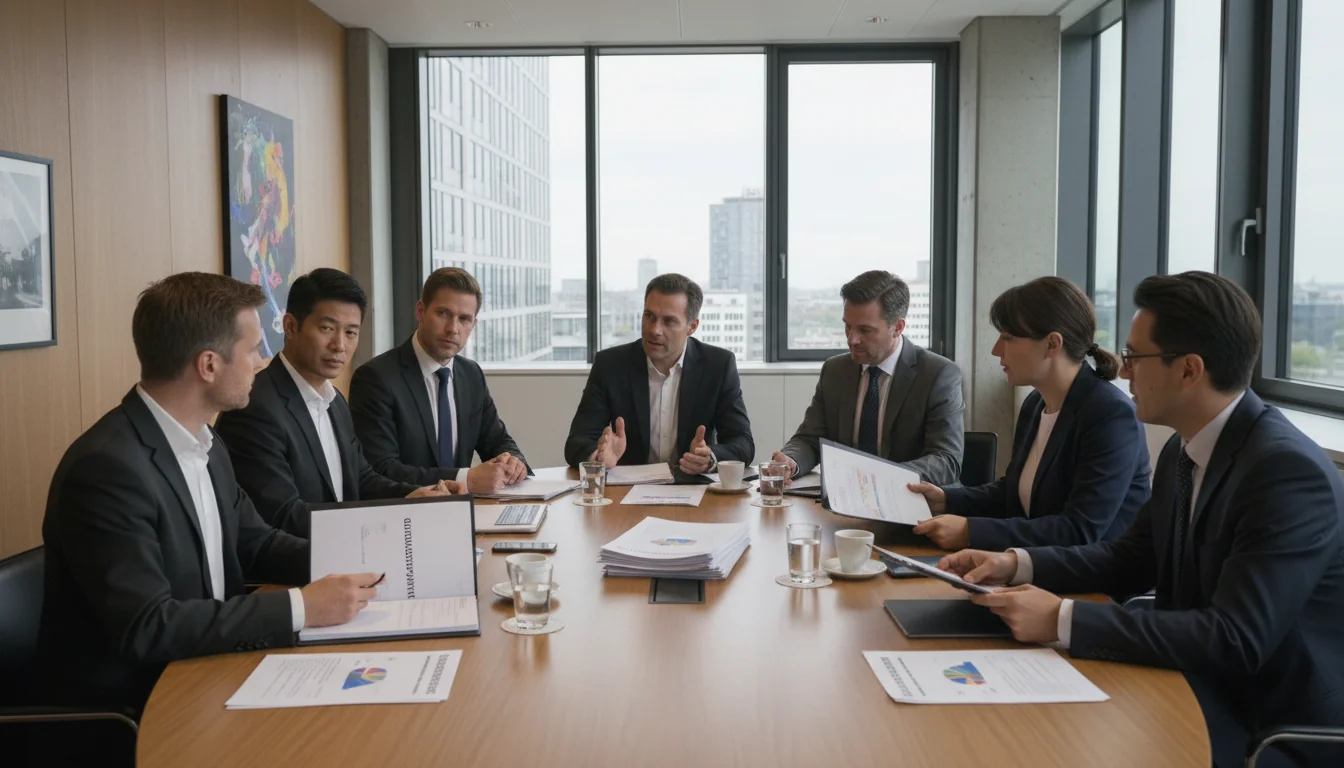 Diverse adults in corporate meeting