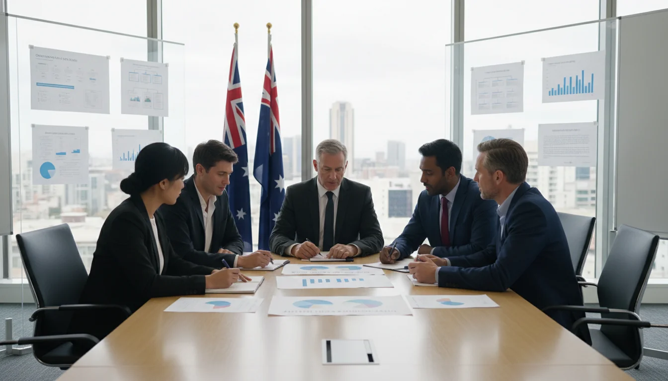 Diverse professionals reviewing policy documents