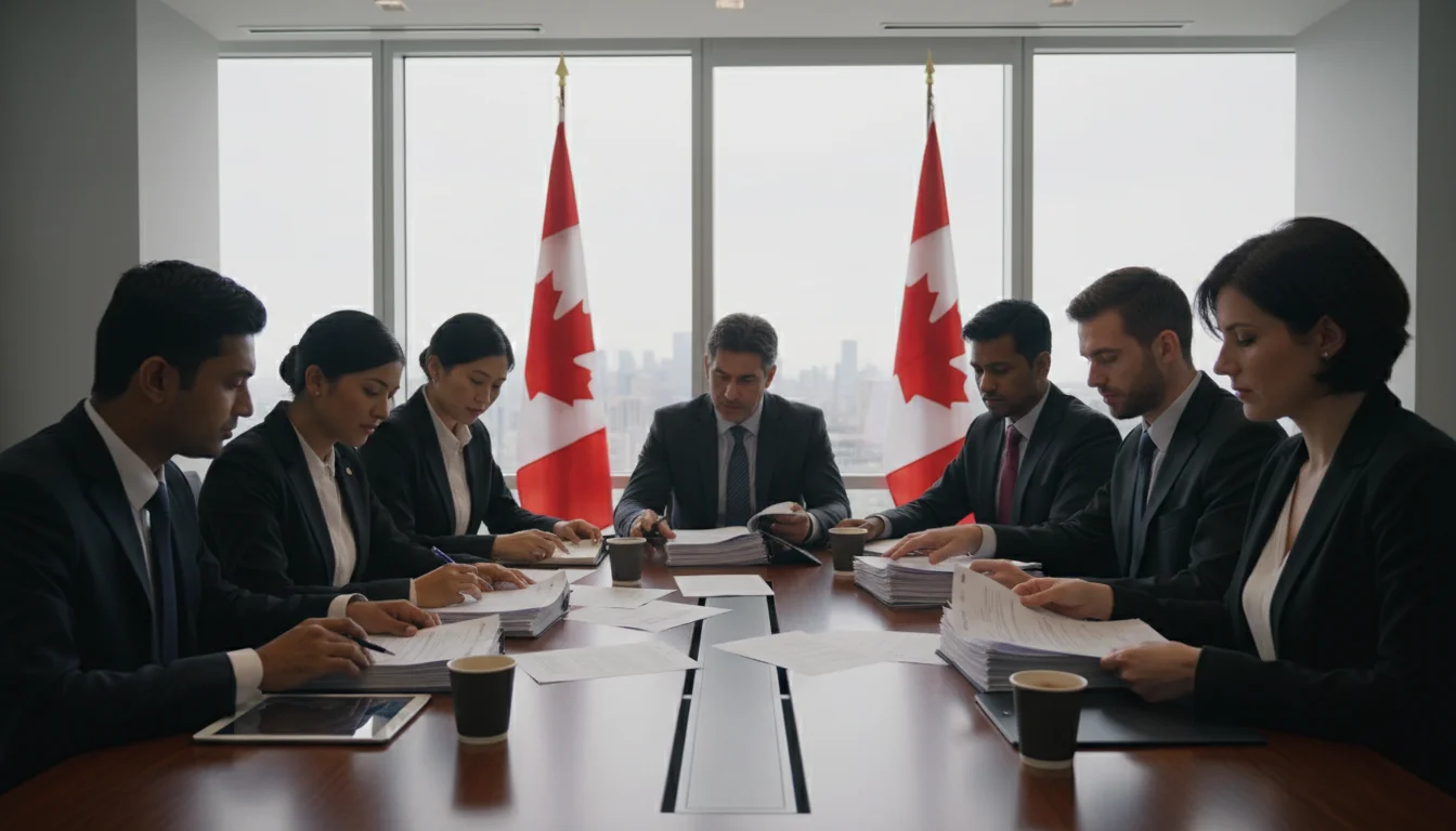 Diverse professionals reviewing DEI policy documents