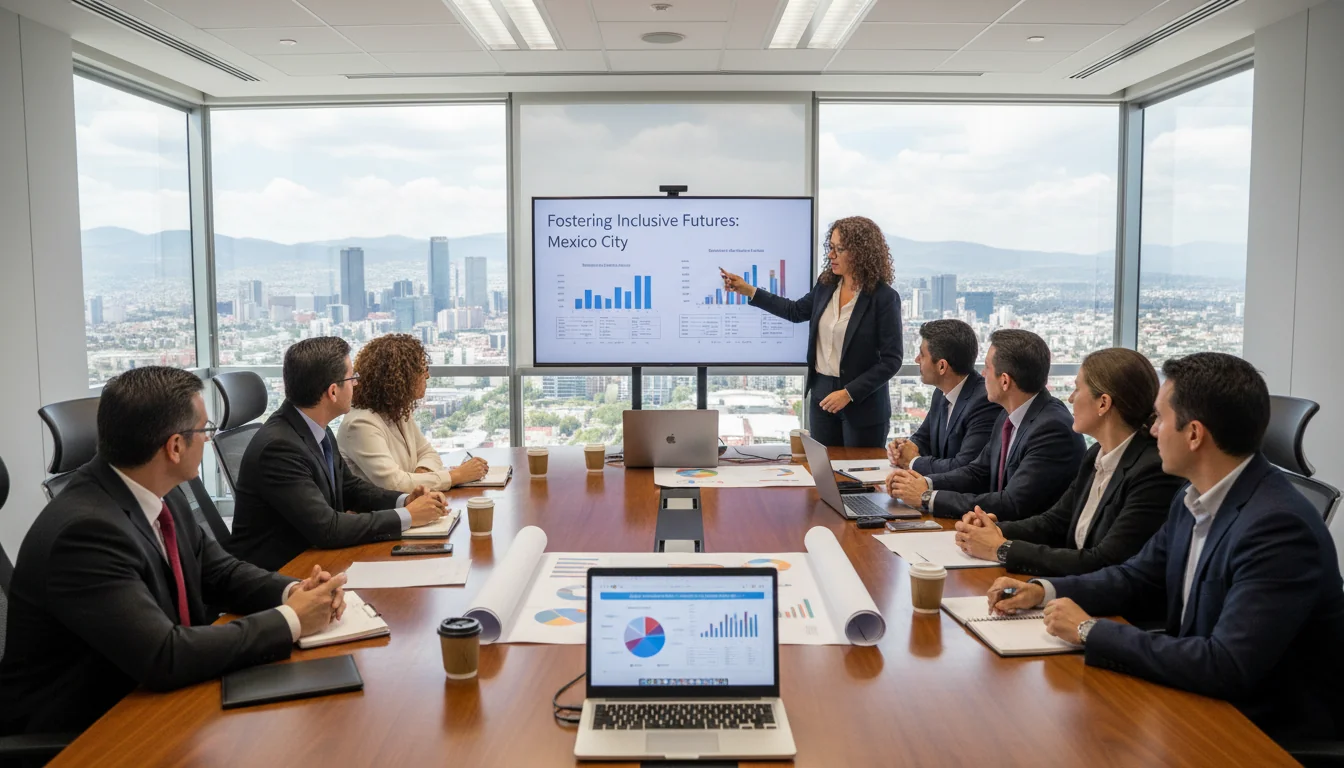 Inclusive team meeting in corporate Mexico