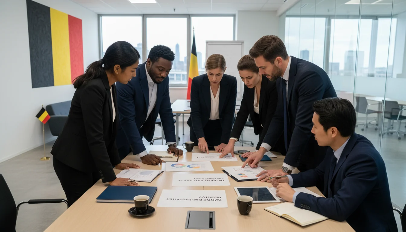 Diverse corporate team in Belgian office