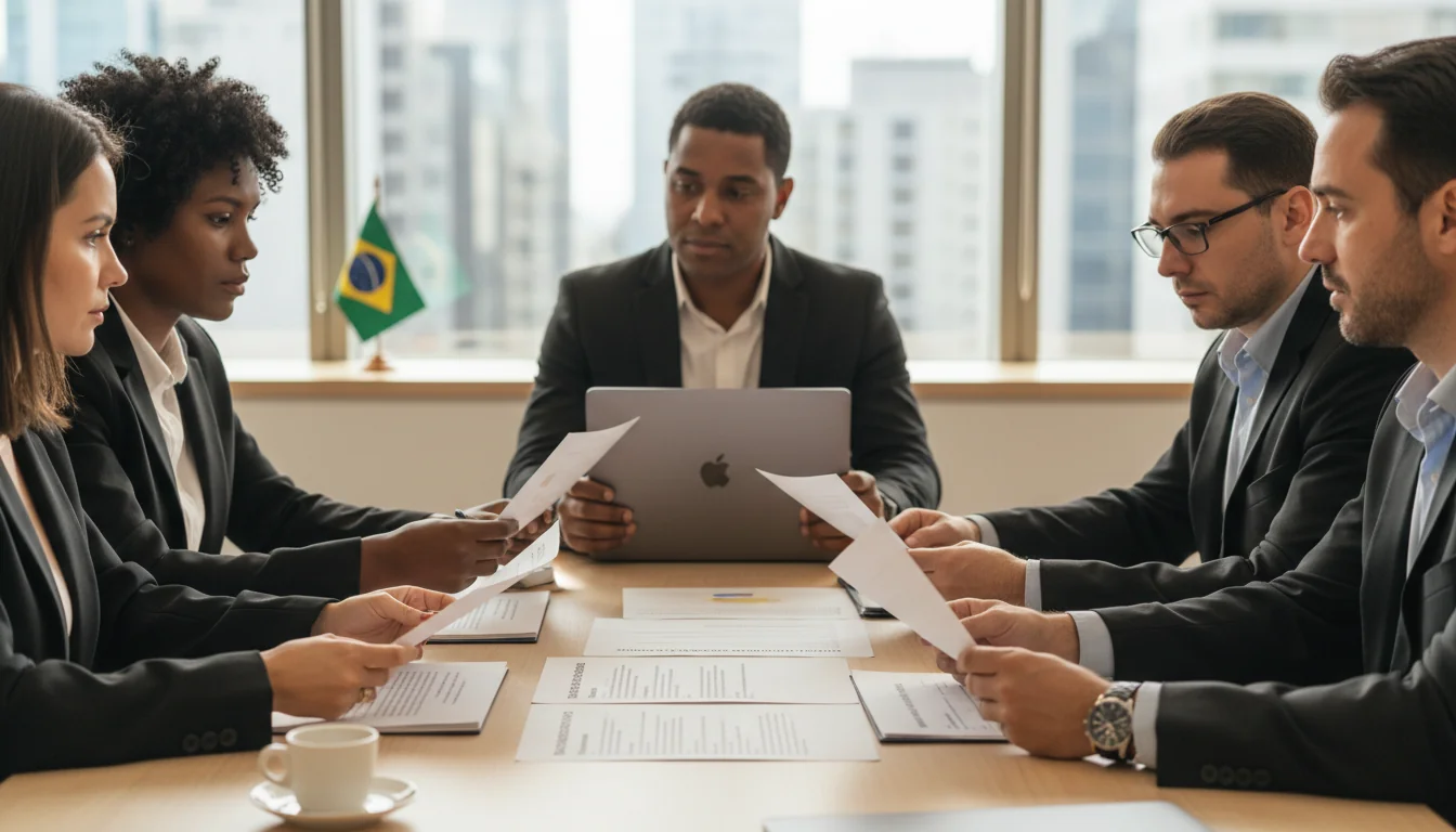 Diverse corporate team in Brazilian meeting