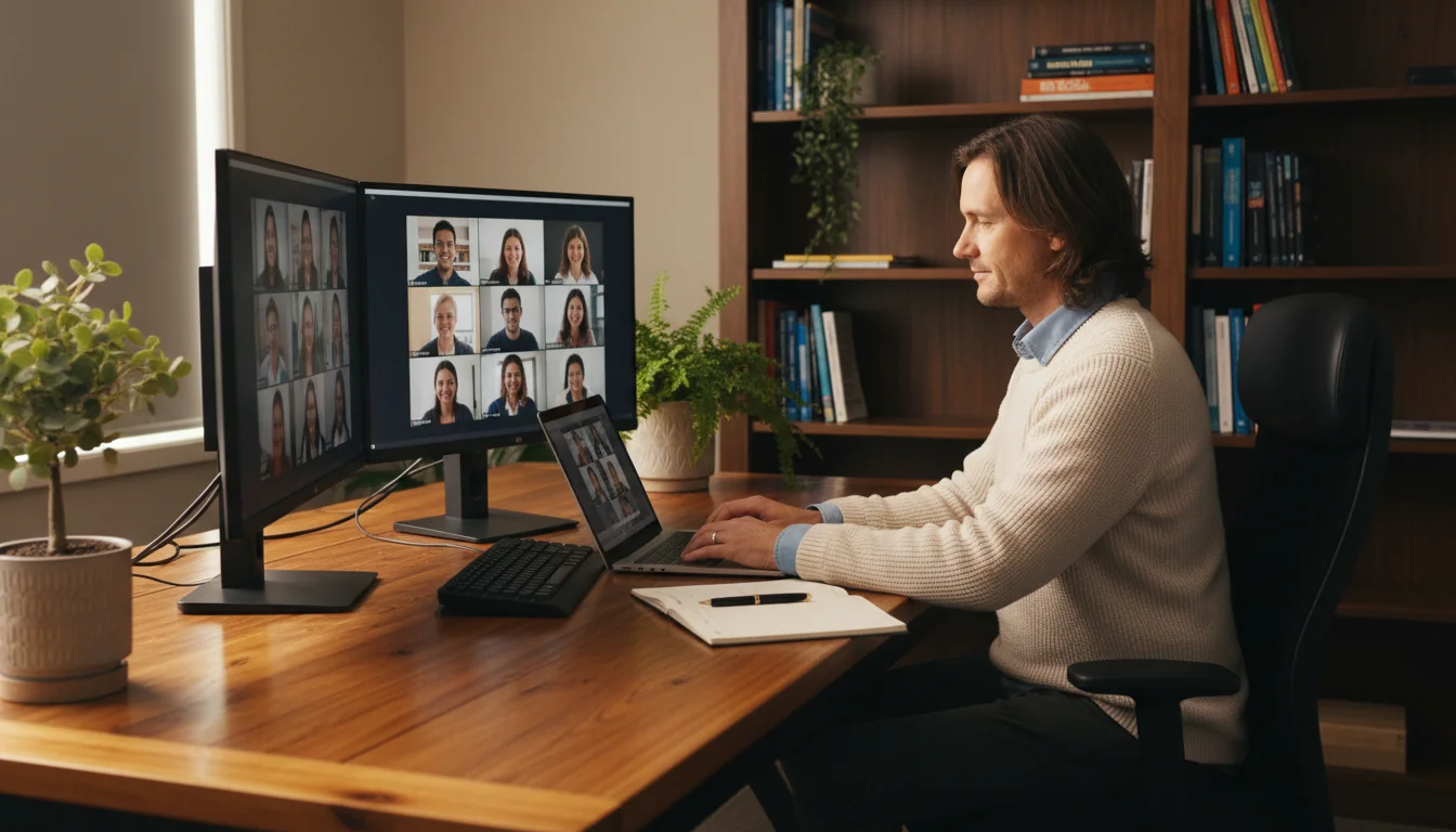 Remote worker in home office setup