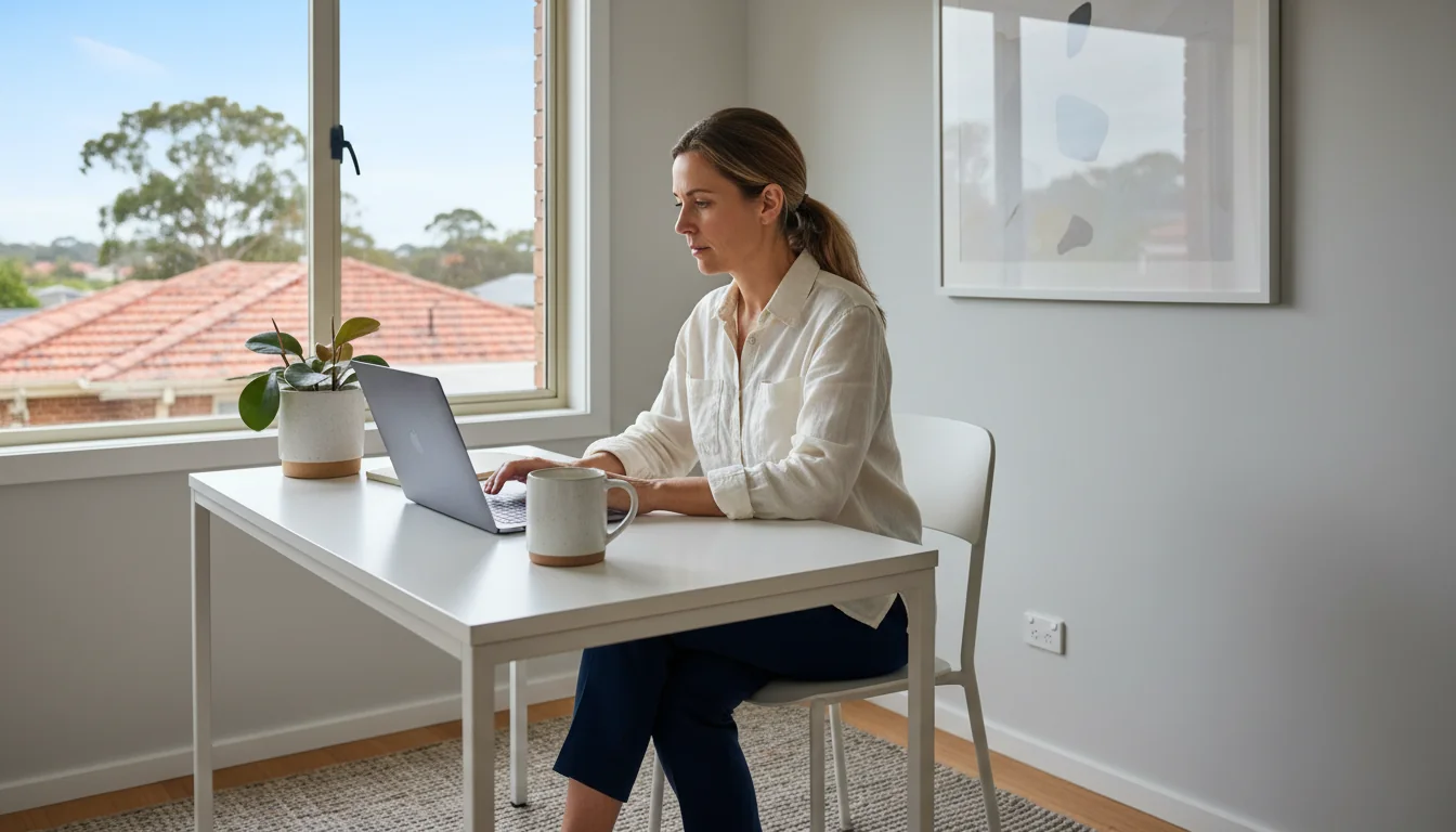 Remote worker at home office desk