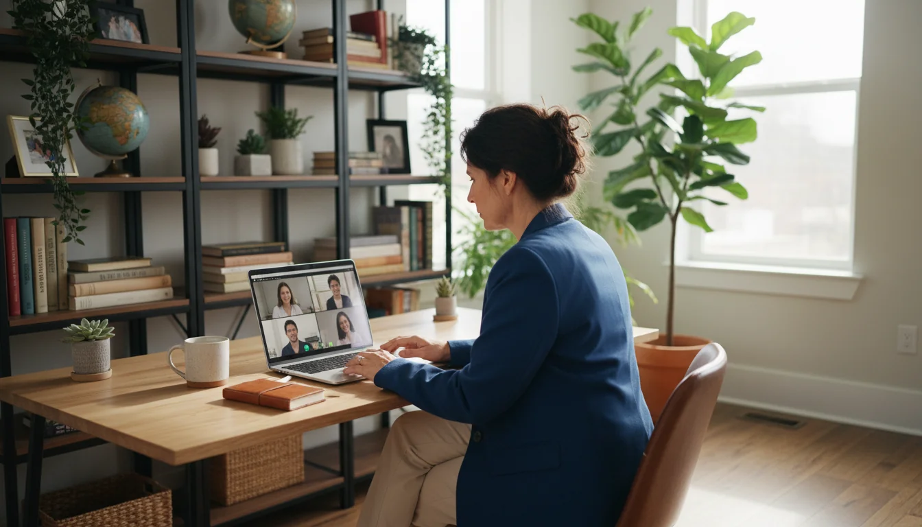 Professional remote worker at home office