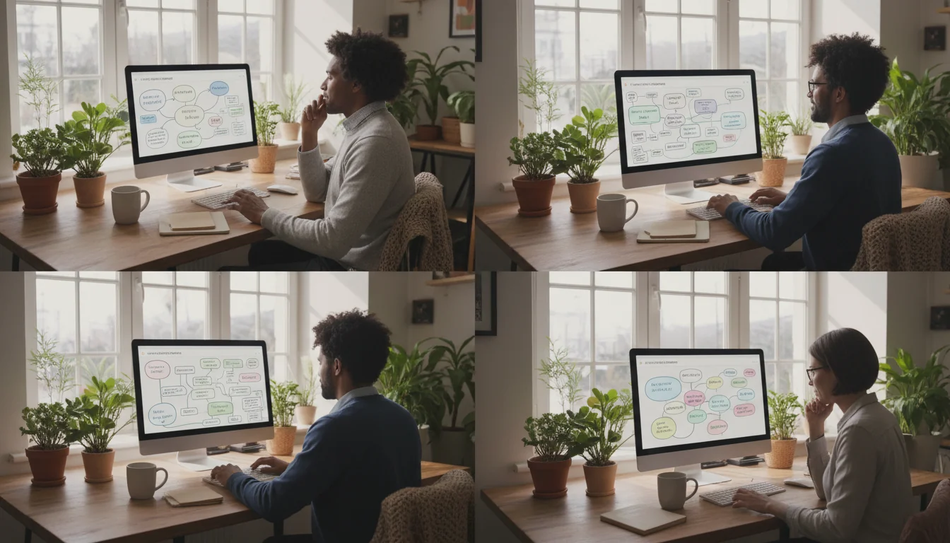 Team brainstorming session from home