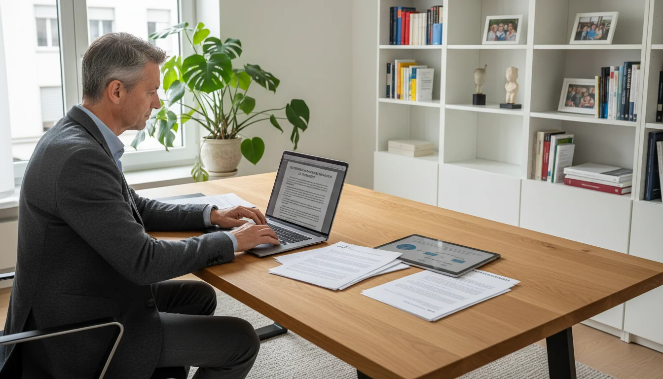 Professional using laptop in home office