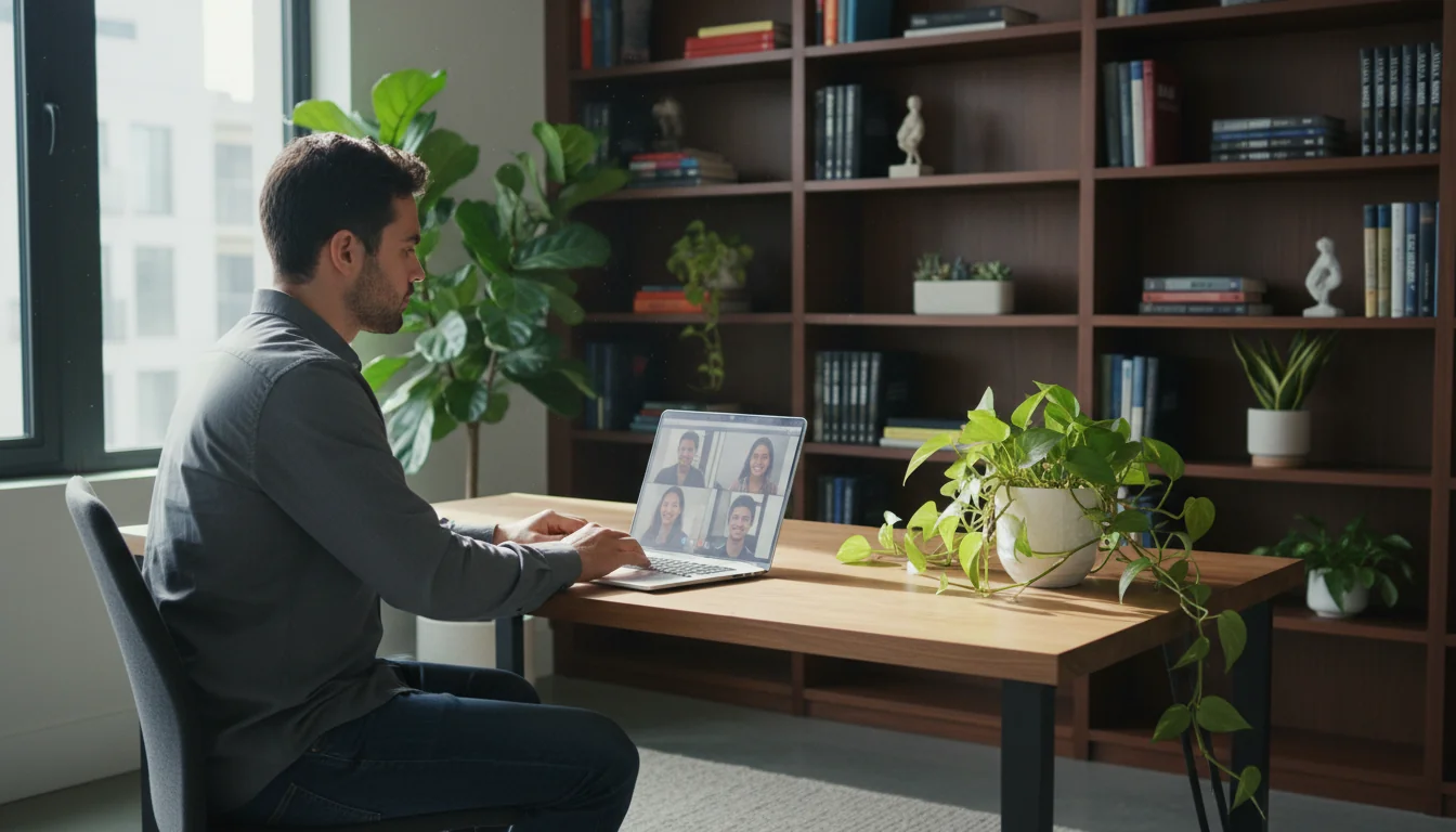 Professional remote worker at home office