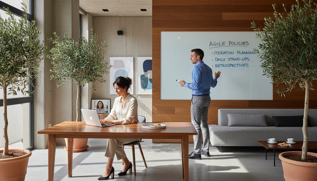 Italian office workers collaborating remotely