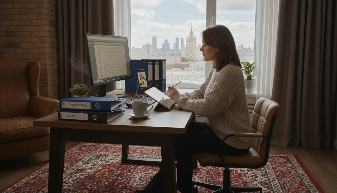 Hybrid work setup in Moscow apartment