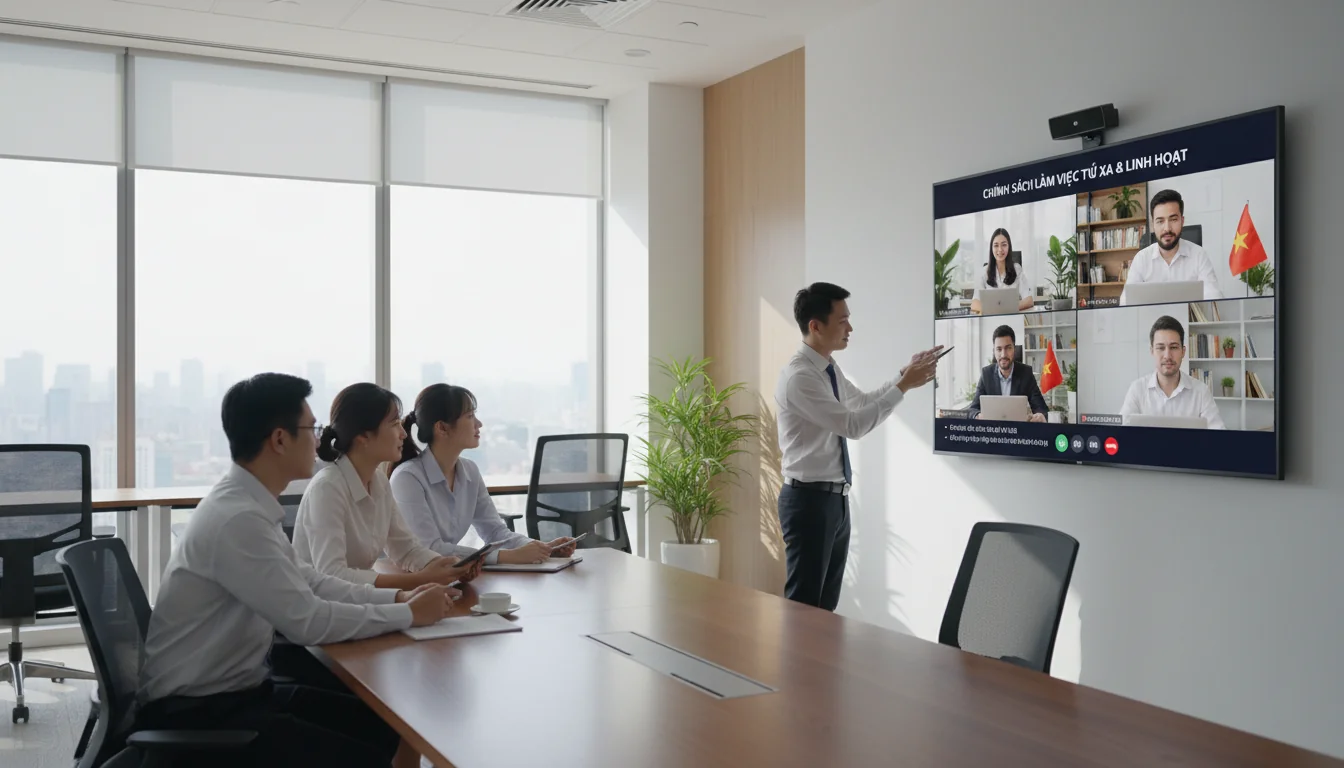 Remote workers in Vietnamese office