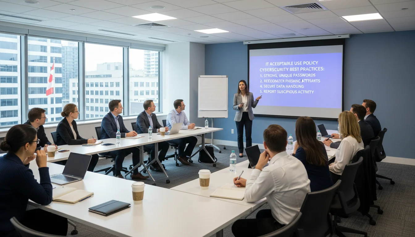 Team training session on cyber policies