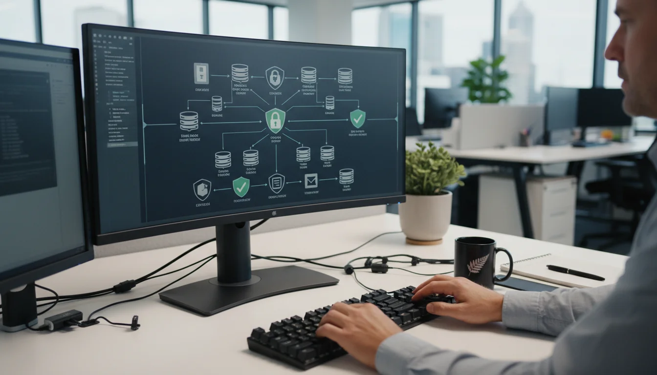 Secure network icons on computer screen