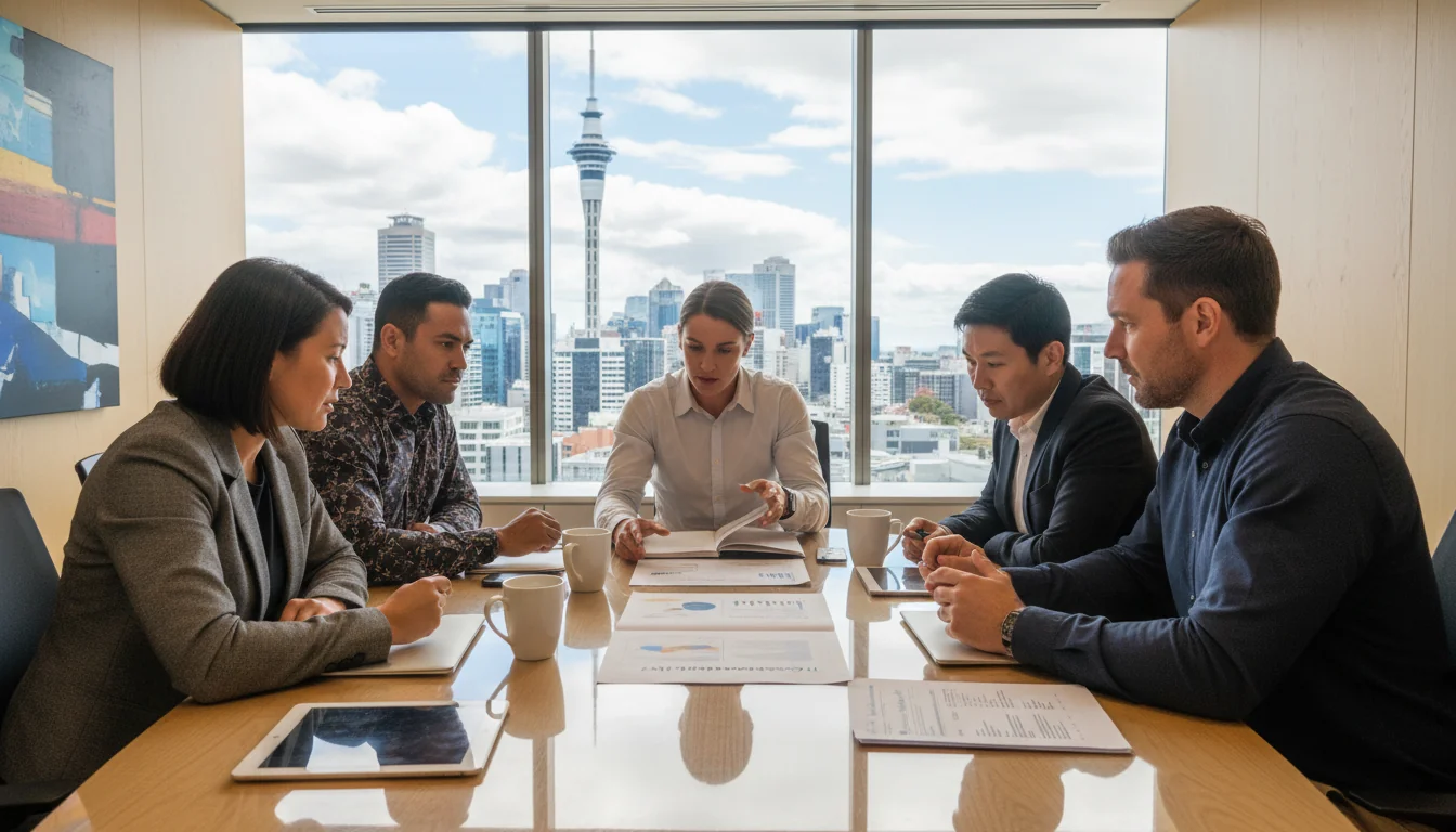 Team discussing IT policy in office