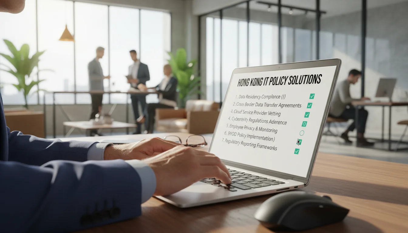 Compliance checklist on laptop