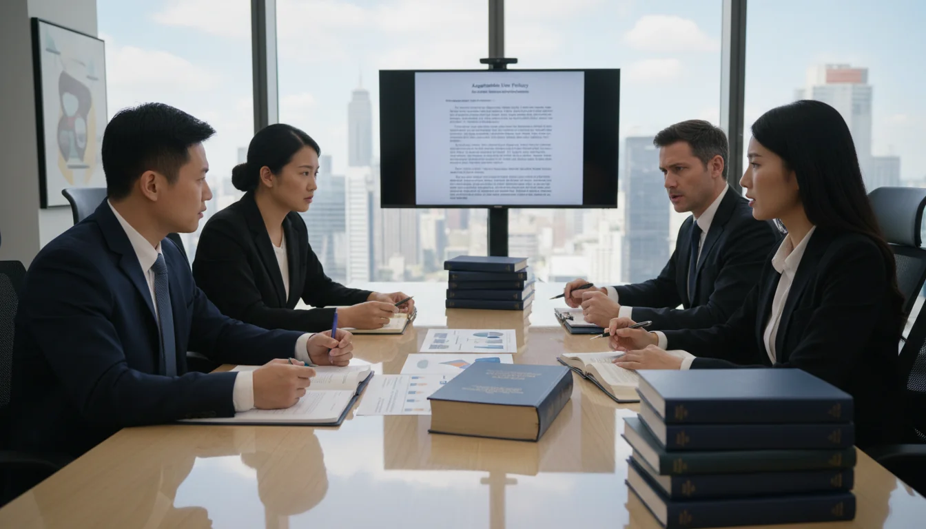 Team discussing AUP legal guidelines