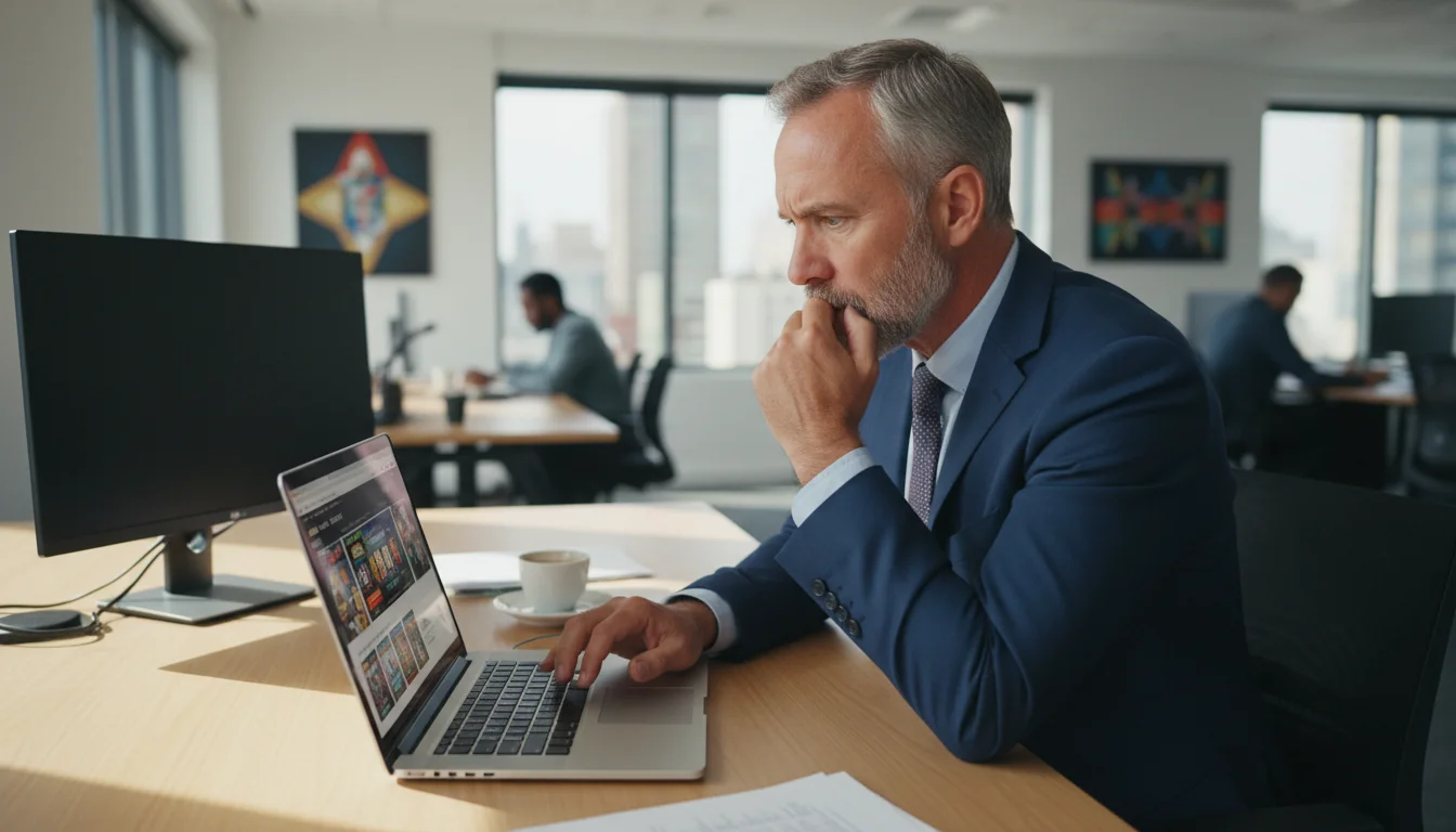 Employee browsing restricted sites at office desk