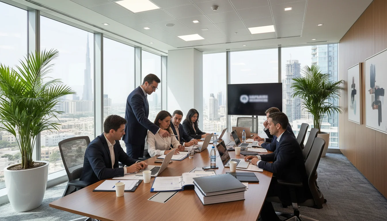 UAE corporate office with IT documents