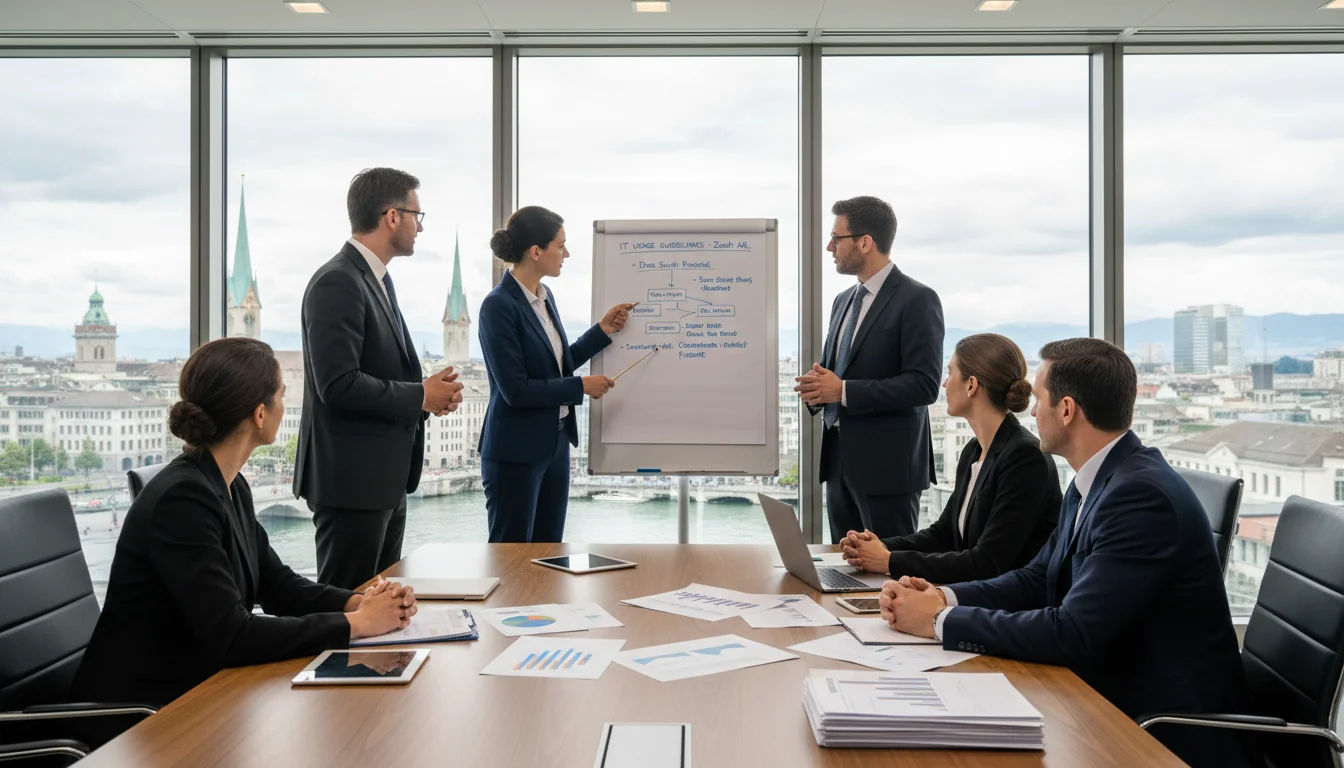 Corporate IT security compliance meeting