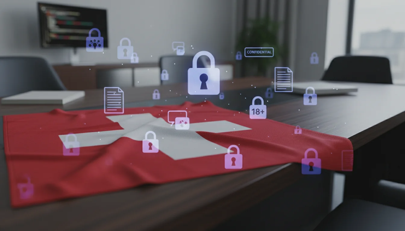 Swiss flag with digital policy icons