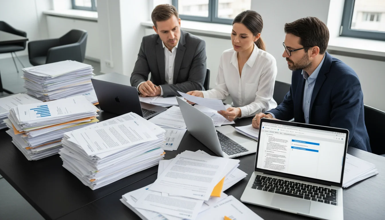 Corporate office with IT policy documents