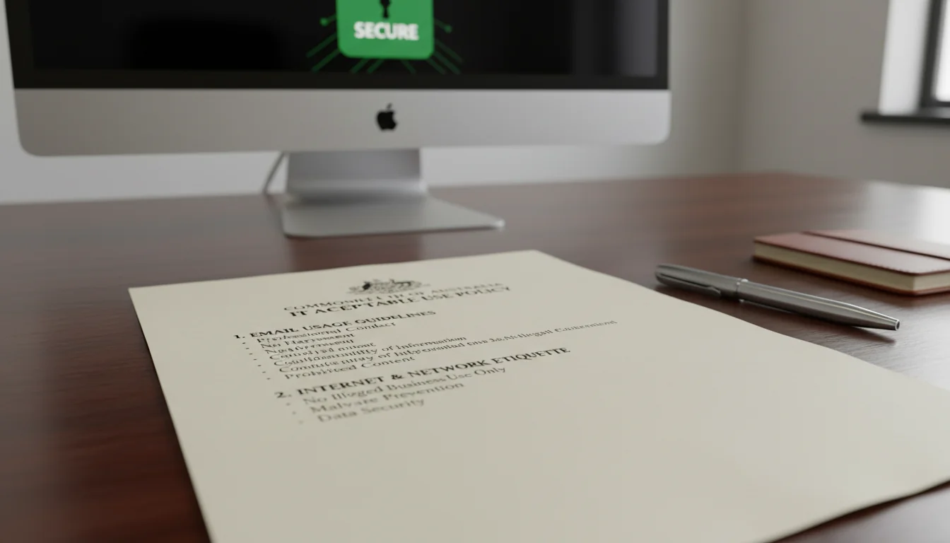 Secure IT policy document on desk