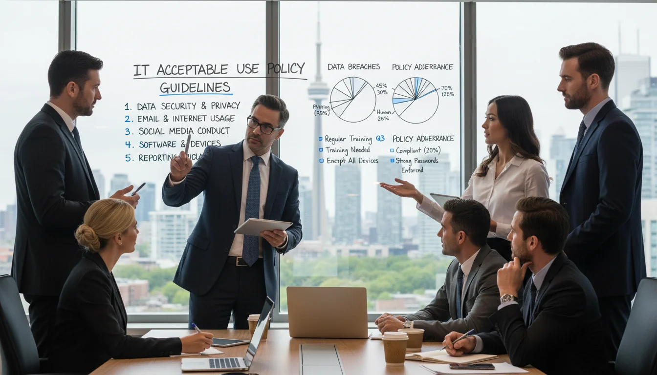 Team discussing acceptable use guidelines.