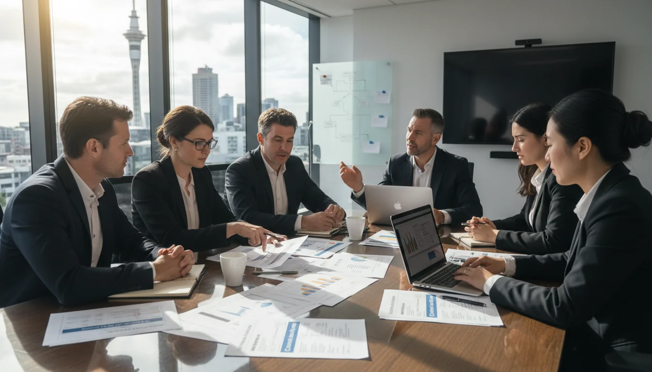 Team reviewing IT policy guidelines