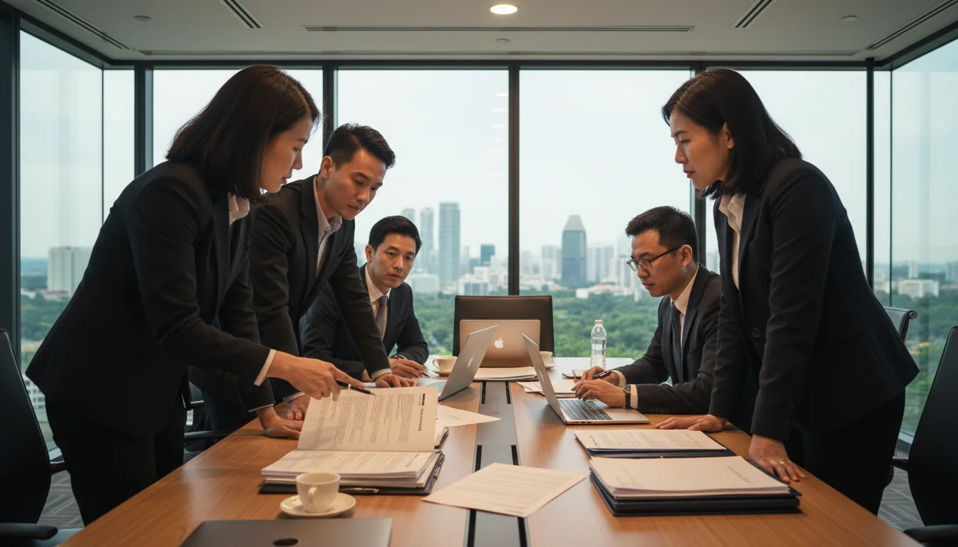 Corporate office with IT policy documents