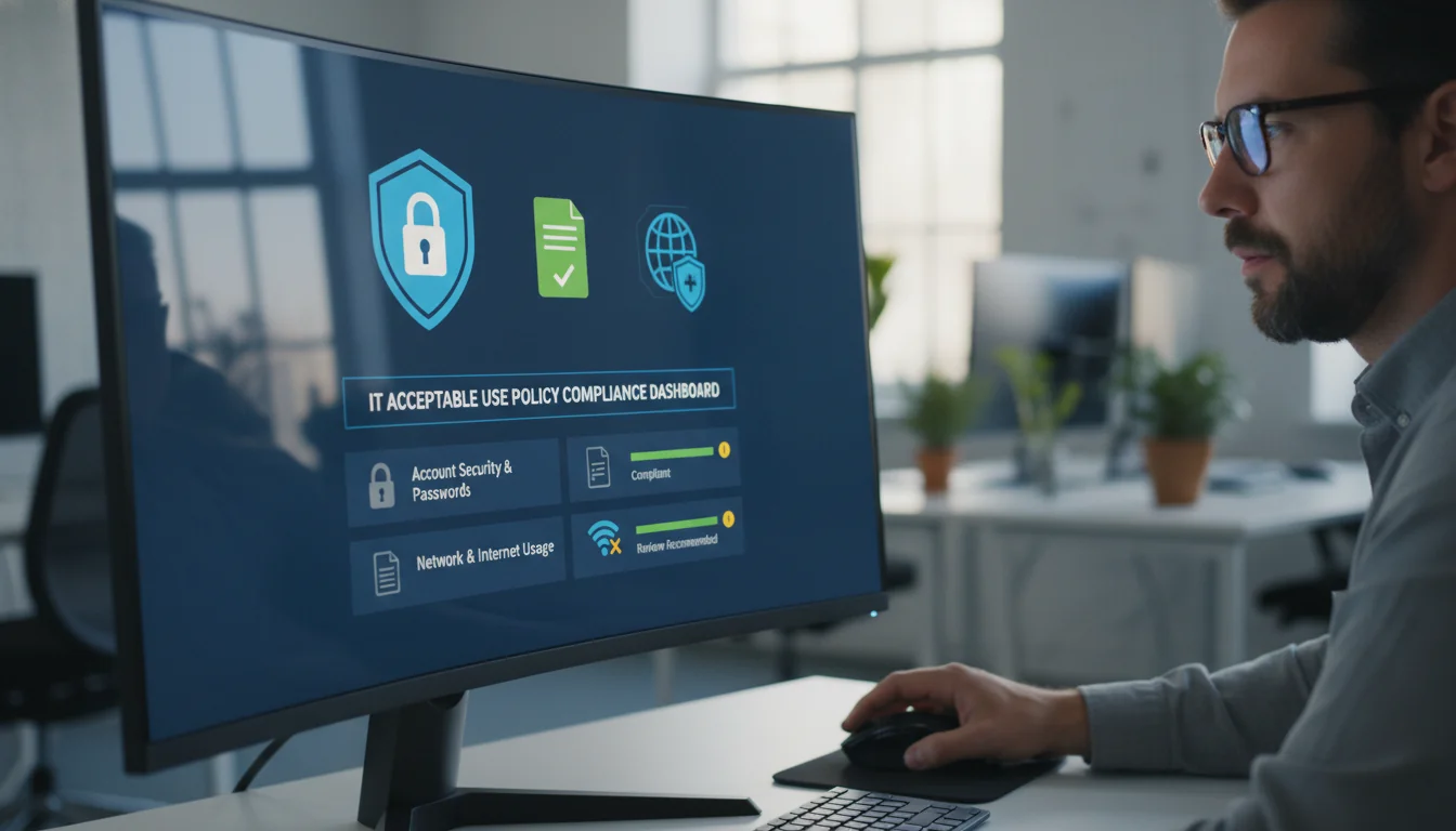 IT security compliance icons on digital screen