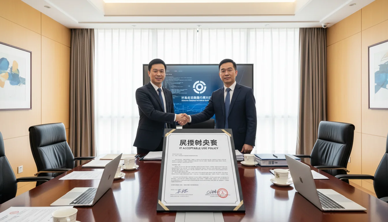 Signing IT policy agreement in boardroom