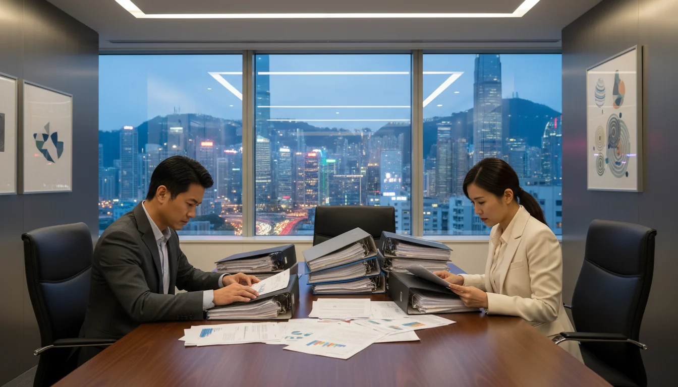 Business professionals reviewing documents