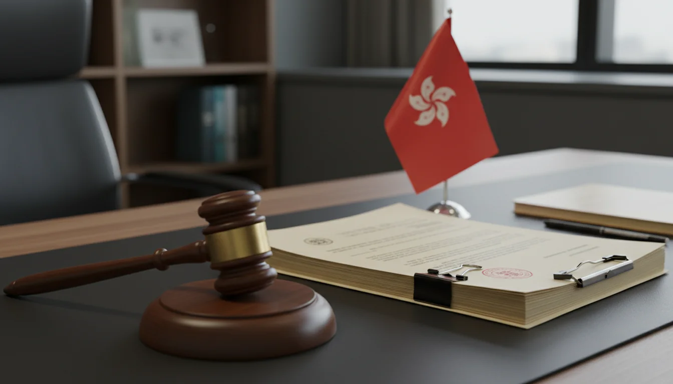 Gavel and legal papers on desk