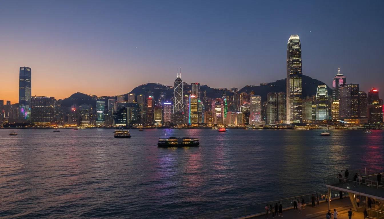 Hong Kong skyline with corporate buildings