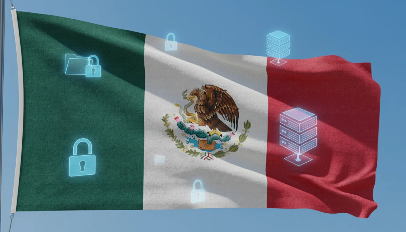 Mexican flag with data retention icons