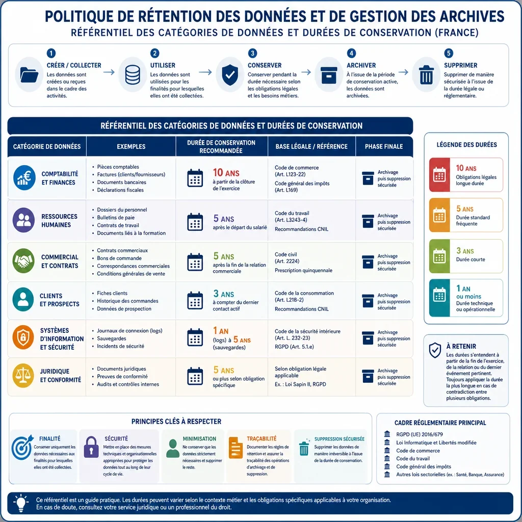 Référentiel des catégories de données et durées de conservation