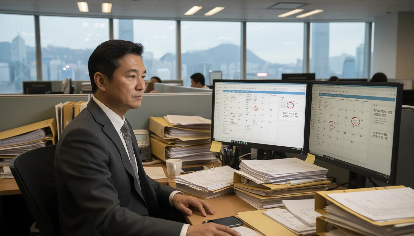 Professional managing records in office.