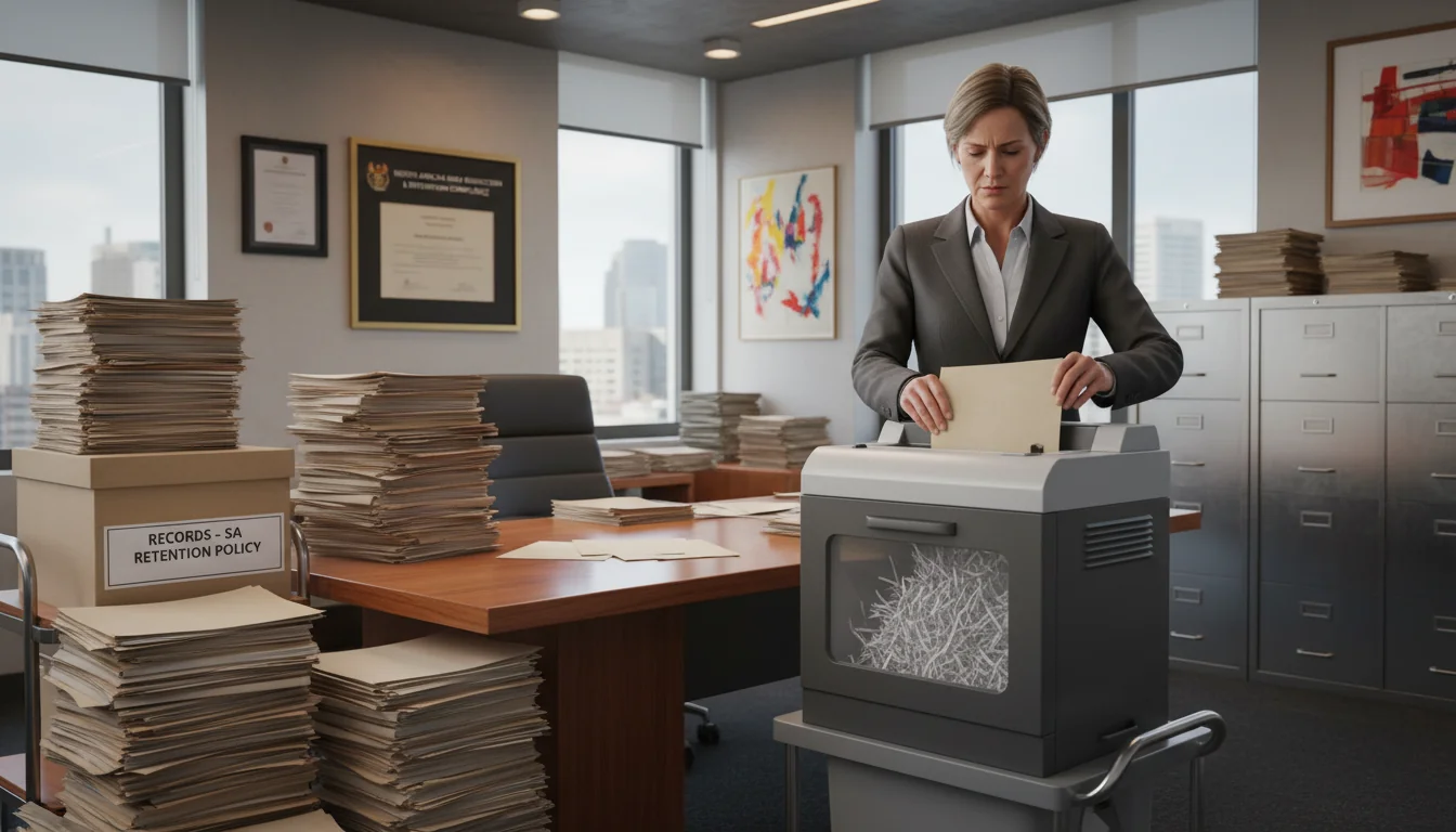 Adult professional shredding old files