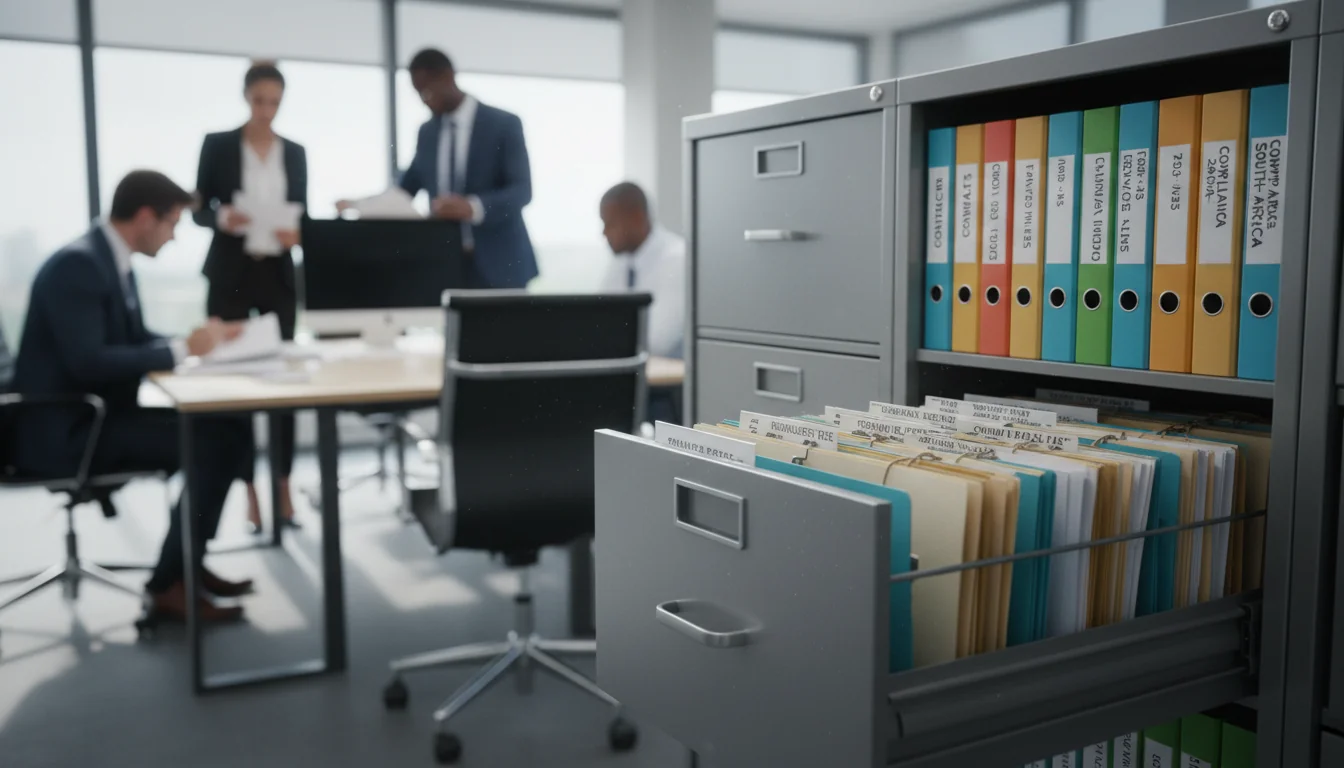 Filing cabinet with organized documents