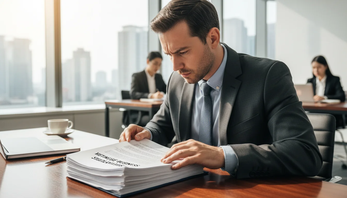 Businessman reviewing legal documents
