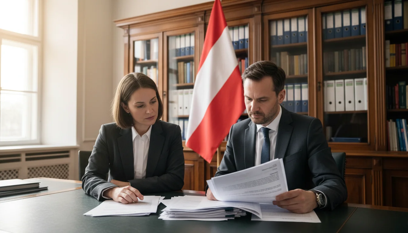 Business professionals reviewing policies.