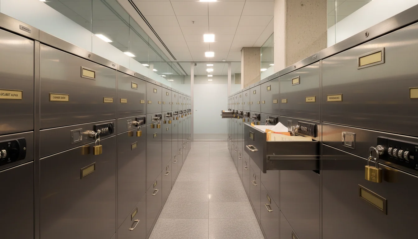 Corporate vault storing documents securely.